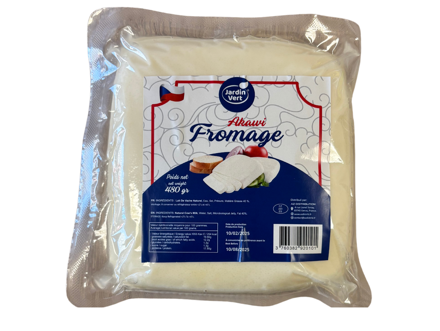 Fromage akkawi sous-vide 480G x12 JARDIN VERT