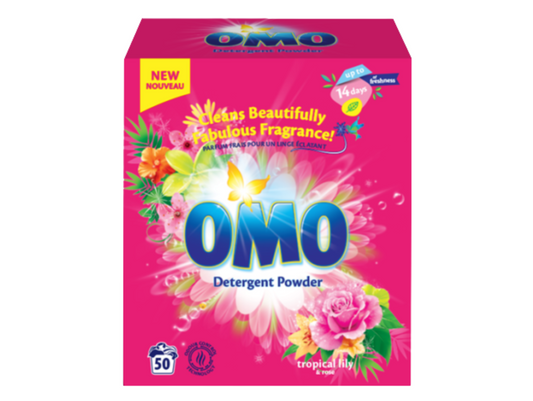 Lessive en poudre au parfum tropical et fleur de lys 5KG OMO