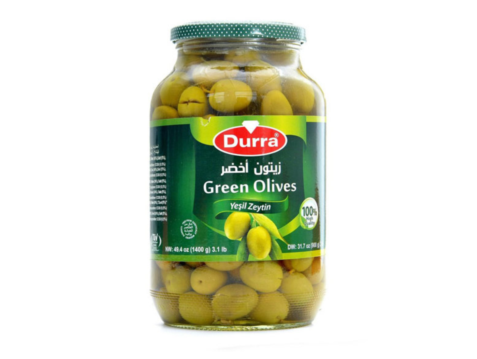 Olives vertes halabi 1300G x6 DURRA