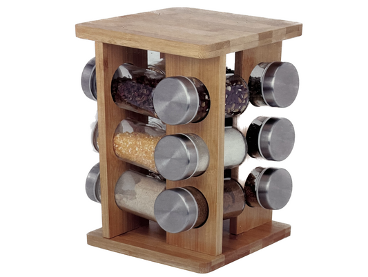 Rangement d'épices en verre et en bois (12pcs) LM11-1