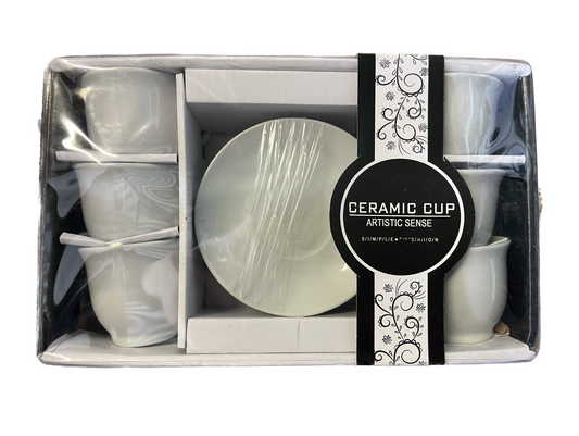 Lot de 6 tasses à café avec assiettes blanches LM12-6