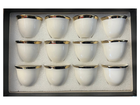 Lot de 12 tasses à café arabe blanches et dorés LM26-3