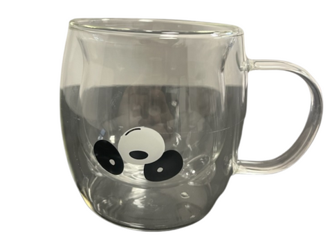 Mug en verre doublé avec dessin de panda LM32-1