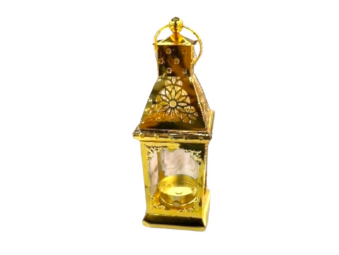 Lanterne ramadan carré decorée doré avec bougie LM9-3